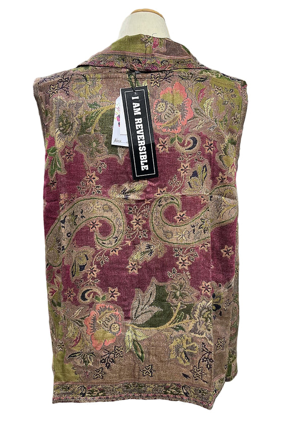 Anu by Natural Fashions Reversible Rayon Vest in Olive