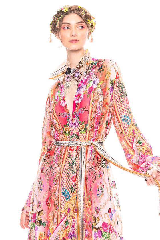Aratta Clothing Bohemian Goddess Shirt-Dress in Bohemian Peach Style ED22I721