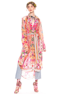  Aratta Clothing Bohemian Goddess Shirt-Dress in Bohemian Peach Style ED22I721