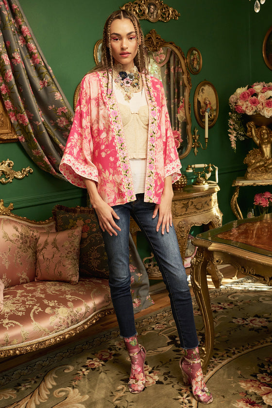 Aratta Clothing Fairy Rose Kimono in Fuchsia Rose Style ED23J640