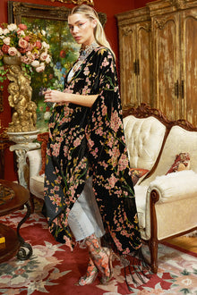  Aratta Clothing Holiday Garden Kimono in Black Burnout Velvet