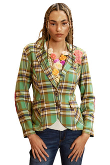  Aratta Clothing Mcqueen Blazer in Green Plaid ED23J643