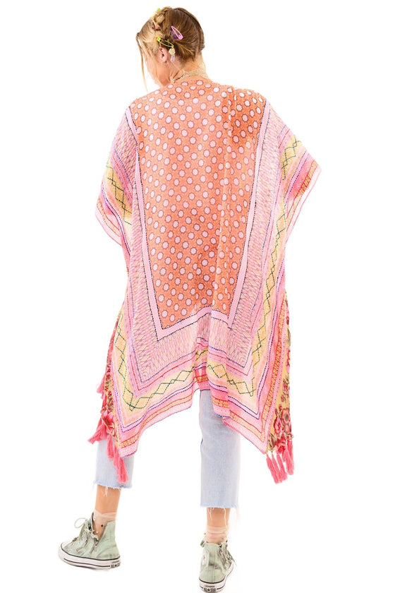 Aratta Clothing Sophia Hand-Stitched Kimono in Pink/Peach Combo Style ED23A64B