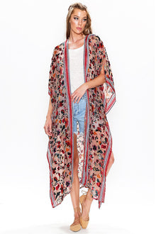  Aratta Clothing When I Close My Eyes Kimono in Taupe Floral Burnout