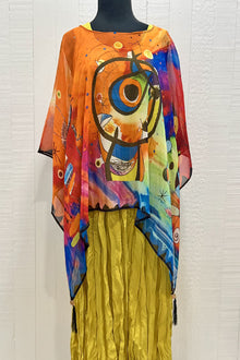  Art Wear by Dilemma Miro Inspired Silk Georgette Beaded Poncho