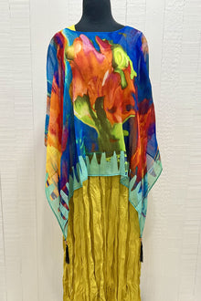 Art Wear by Dilemma O'Keefe Inspired Silk Georgette Beaded Poncho