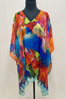  Art Wear by Dilemma Vital Inspired Silk Georgette Long Poncho