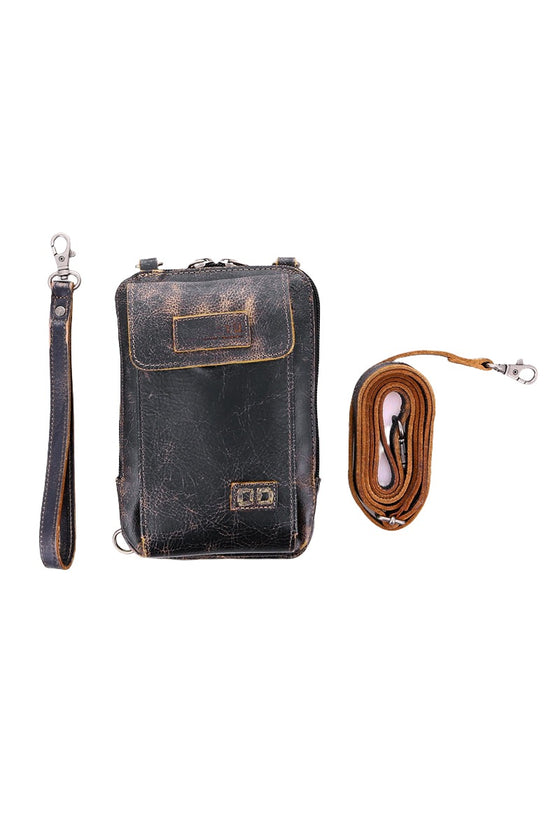 Bed Stu Alelike Crossbody Phone Holder in Black Lux Leather A450319-BKLX