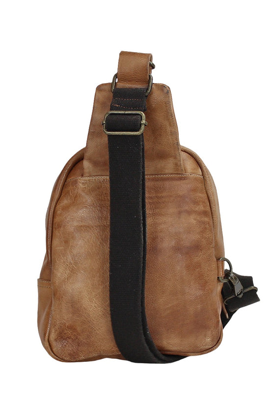 Bed Stu Beau Sling Backpack in Tan Rustic Leather  A694061-TNRS