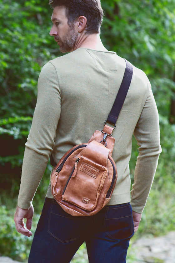 Bed Stu Beau Sling Backpack in Tan Rustic Leather  A694061-TNRS