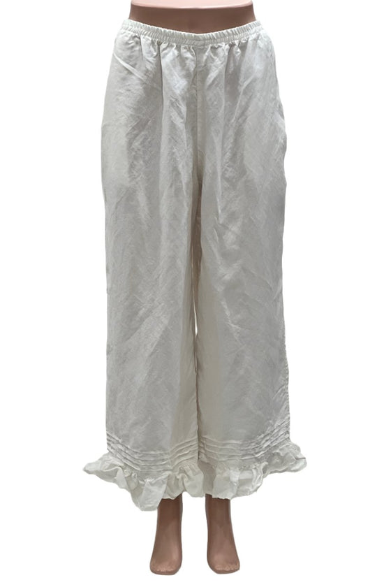 Betty Hadikusumo Abe Ruffle Pant in Egg Shell Linen