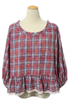 Betty Hadikusumo Diana Crop Top in Pink and Red Flannel
