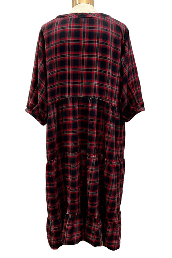 Betty Hadikusumo Flannel Baby Doll Dress in Red & Black Plaid