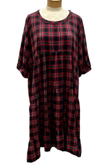  Betty Hadikusumo Flannel Baby Doll Dress in Red & Black Plaid