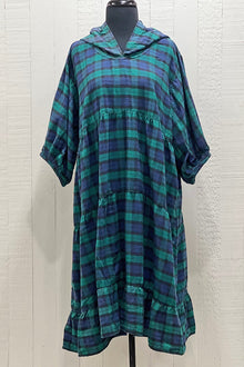 Betty Hadikusumo Flannel Baby Doll Tunic in Navy Blue and Green Plaid