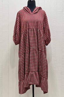  Betty Hadikusumo Flannel Baby Doll Tunic in Red and Green Plaid