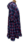 Betty Hadikusumo Flannel Baby Doll Tunic with Hood in Red and Navy Plaid