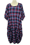 Betty Hadikusumo Flannel Bobie Dress in Navy Plaid