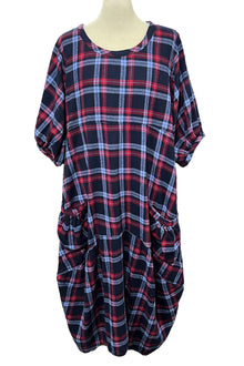  Betty Hadikusumo Flannel Bobie Dress in Navy Plaid