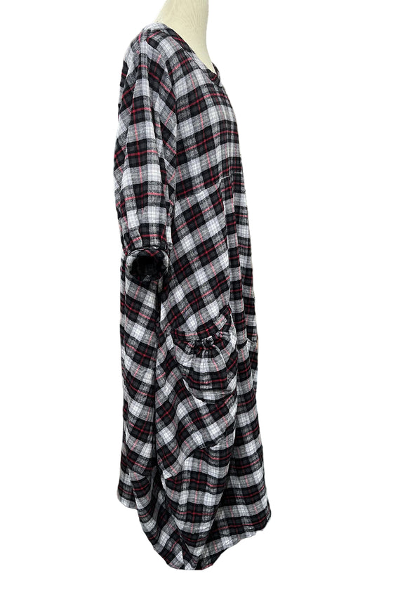 Betty Hadikusumo Flannel Bobie Dress in Red and Black Plaid