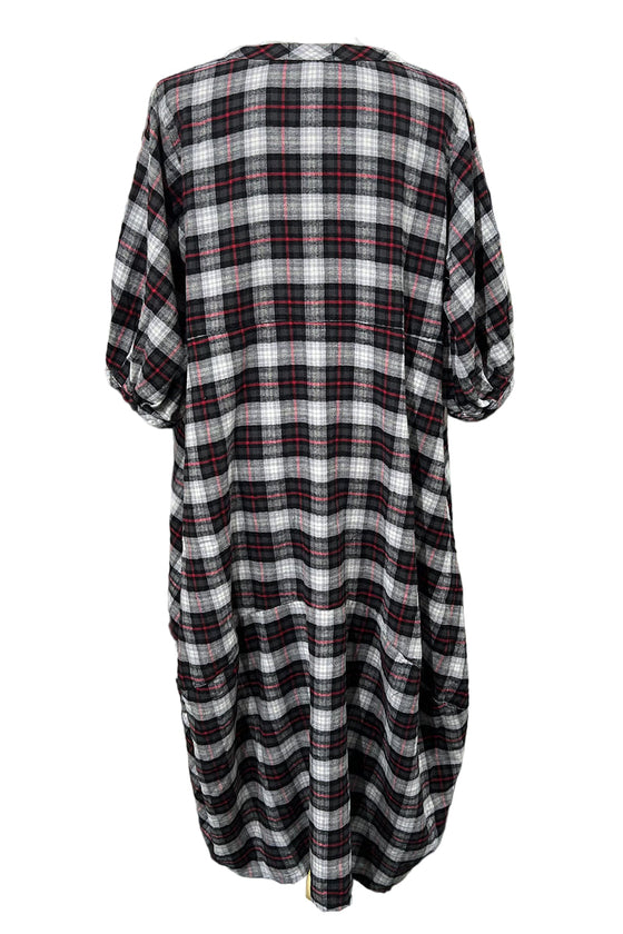 Betty Hadikusumo Flannel Bobie Dress in Red and Black Plaid