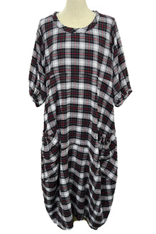  Betty Hadikusumo Flannel Bobie Dress in Red and Black Plaid