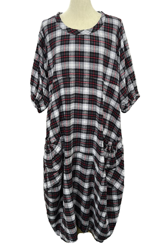 Betty Hadikusumo Flannel Bobie Dress in Red and Black Plaid