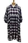 Betty Hadikusumo Flannel Hooded Baby Doll Dress in Red, Black and White Plaid