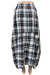 Betty Hadikusumo Flannel Kita Skirt in Navy Blue and Gold Plaid
