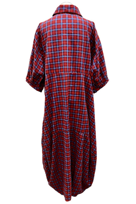 Betty Hadikusumo Flannel Venessa Dress in Red & Blue Check