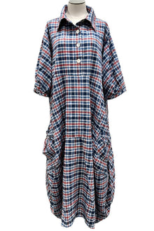  Betty Hadikusumo Flannel Venessa Dress in Red, White & Blue Check