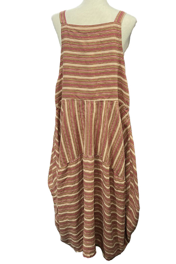 Betty Hadikusumo Linen Kita Jumper in Dusty Rose Wallpaper Stripe