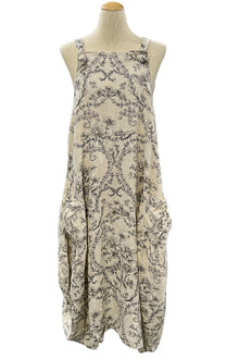  Betty Hadikusumo Linen Kita Jumper in Victorian Black and White Wallpaper