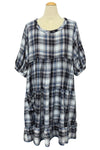 Betty Hadikusumo Nami Baby Dress in Blue and Gold Plaid
