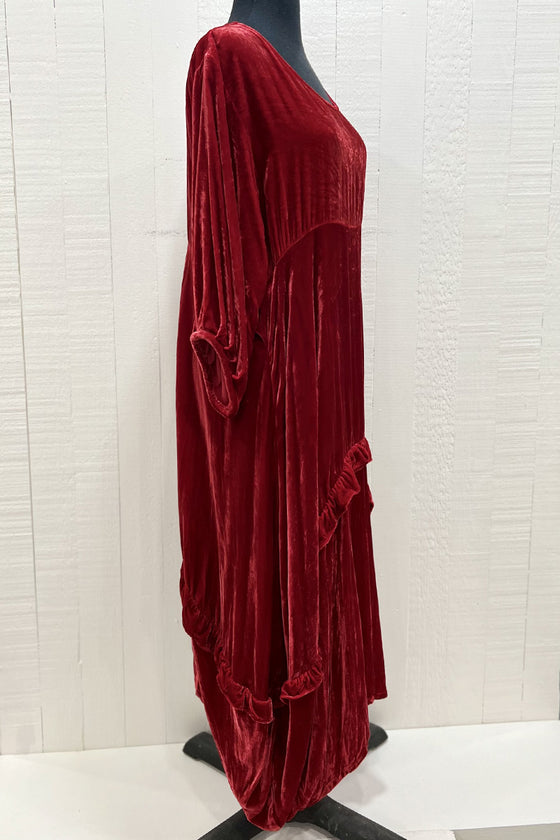 Betty Hadikusumo Silk Velvet Jesica Dress in Red