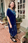 Betty Hadikusumo Silk Velvet SG Dress in Ocean Blue
