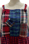 Betty Hadikusumo Vicky Patch Flannel Overalls With Buttons in Red & Blue Plaid