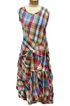 Bodil Linen Mosaic Dress in Cotton Plaid Style LC2013-PLAID