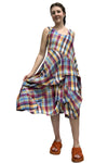 Bodil Linen Mosaic Dress in Cotton Plaid Style LC2013-PLAID