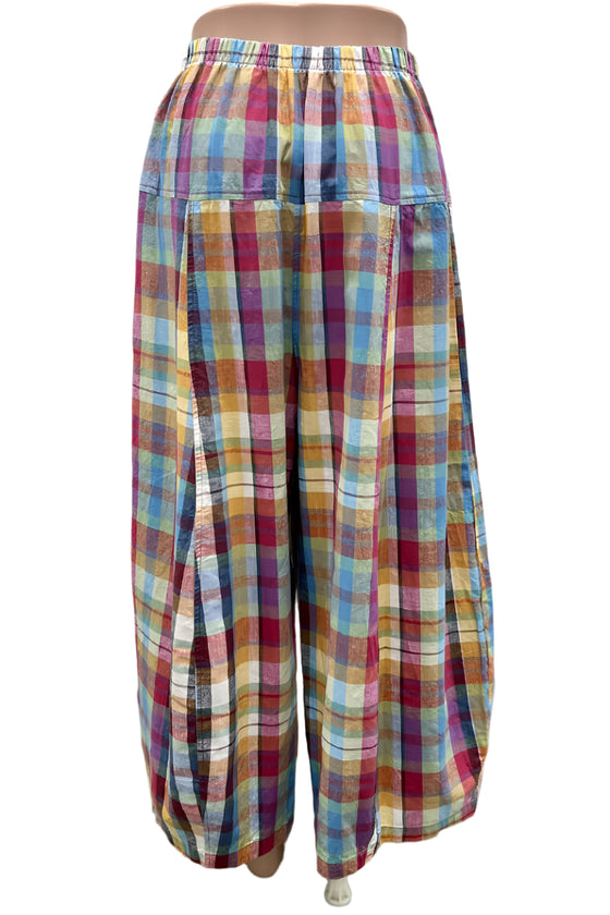 Bodil Linen Mosaic New Pant in Cotton Plaid Style LC2125-PLAID