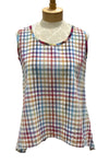 Bodil Linen Mosaic Tank Top in Cotton Mini Check Style LC0278A-MINICHECK