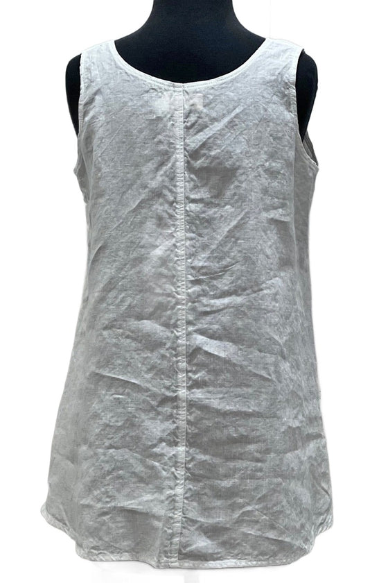 Bodil Linen Tank Top in White Style LH0278