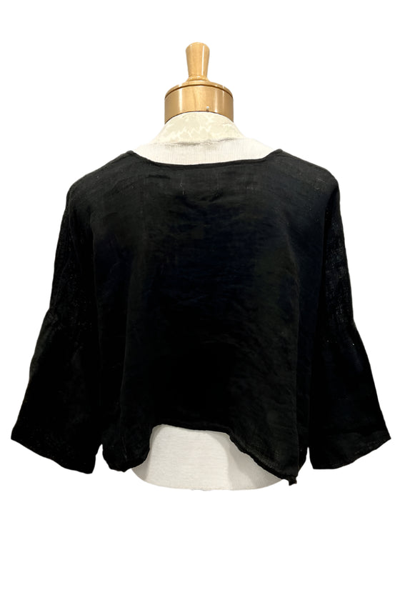 Bodil Textured Tales Linen Crop Crop in Black Style TN1976-BLACK