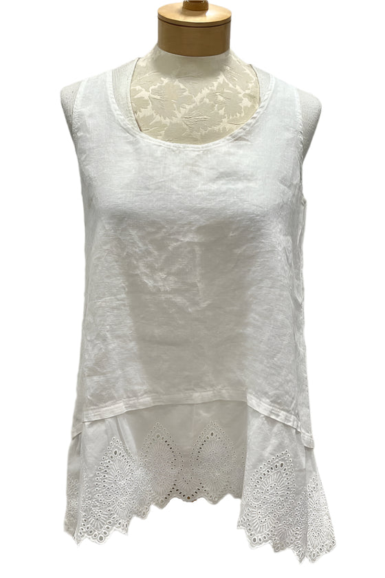 Bodil Textured Tales White Tank Top Style TN0278