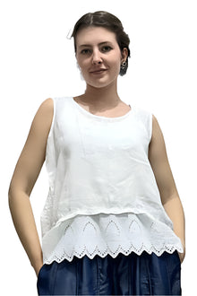  Bodil Textured Tales White Tank Top Style TN0278