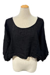 Bodil Whimsical Garden Linen Gauze Crop Crop in Black