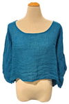 Bodil Whimsical Garden Linen Gauze Crop Crop in Bluebell