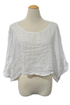 Bodil Whimsical Garden Linen Gauze Crop Crop in White