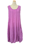 Bodil Whimsical Garden Linen Seamed Dress in Wisteria