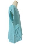 Cotton Lani Gauze Cap Sleeve One Pocket Top in Tidepool G2550